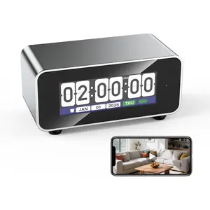 OVO Flip Vision 1080P HD Smart Clock Camera with Premium Optical Lens - 2.4G/5G Dual-Band WiFi, 3000mAh Rechargeable Battery, Portable Security Monitor with CNC Aluminum Frame & Type-C Port
