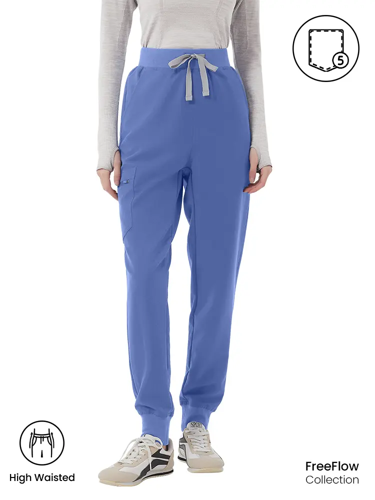 Kitmaz Women's Scrub Jogger Pants, High Waisted 4-Way Stretch, 5 Pockets