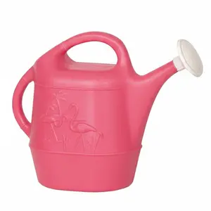 Union Products Flamingo 2-Gallon Plastic Watering Can for Indoor & Outdoor Use Pink Durable Dual-Handle Design for Easy Plant Care