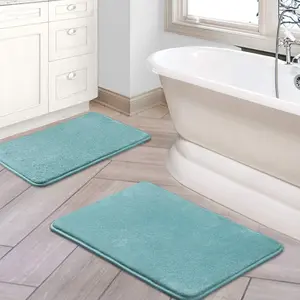 H.VERSAILTEX Kitchen Mat 2 PCS Kitchen Rugs Non Slip Memory Foam Flannel Velvety Kitchen Runner Rug Water Absorbent Soft Kitchen Rug Set for Floor Rug Standing Rugs
