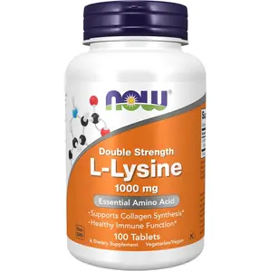 NOW Foods Supplements, (L-Lysine Hydrochloride) 1,000 mg, Double Strength, Amino Acid, 100 Tablets