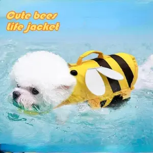 Summer Breathable Pet Life Jacket, Cute Bee Design, Adjustable High Floatation, Soft Material, Ideal for Small Dogs and Cats