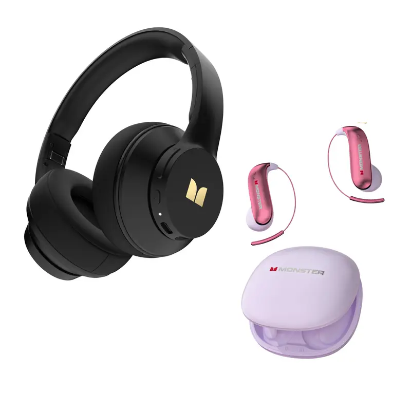 Headphone Black + Earbuds Purple
