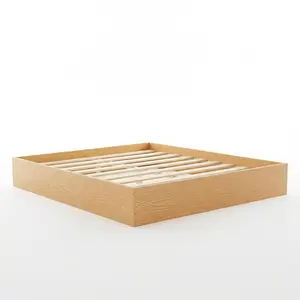 Modern Wood Platform Bed Frame - No Box Spring, Noise-Free, Easy Assembly, Space-Saving - Walnut - QUEEN