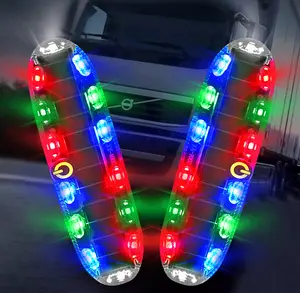 New Upgraded Large Solar LED Warning Light Night Anti-Rear Collision Strobe Light No Charging Flexible Easy Install Universal for All Vehicles Truck Tricycle Car Bike Electric Vehicle Motorcycle
