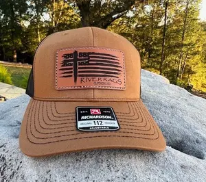 River Rags Clothing Co Trucker Richardson 112 Caramel/Black American Faith Patch Snap Back Hat Adjustable Classic Unisex Cap Durable Comfortable