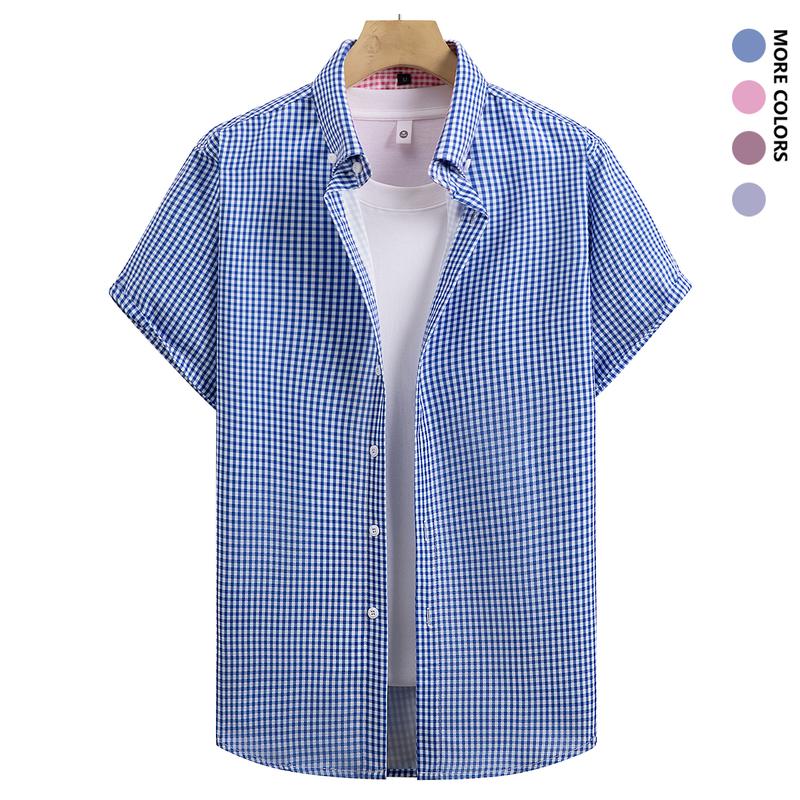 Men's Plaid Short Sleeve Casual Comfortable Shirt for Spring Summer Autumn Winter Vacation Outdoor Wear