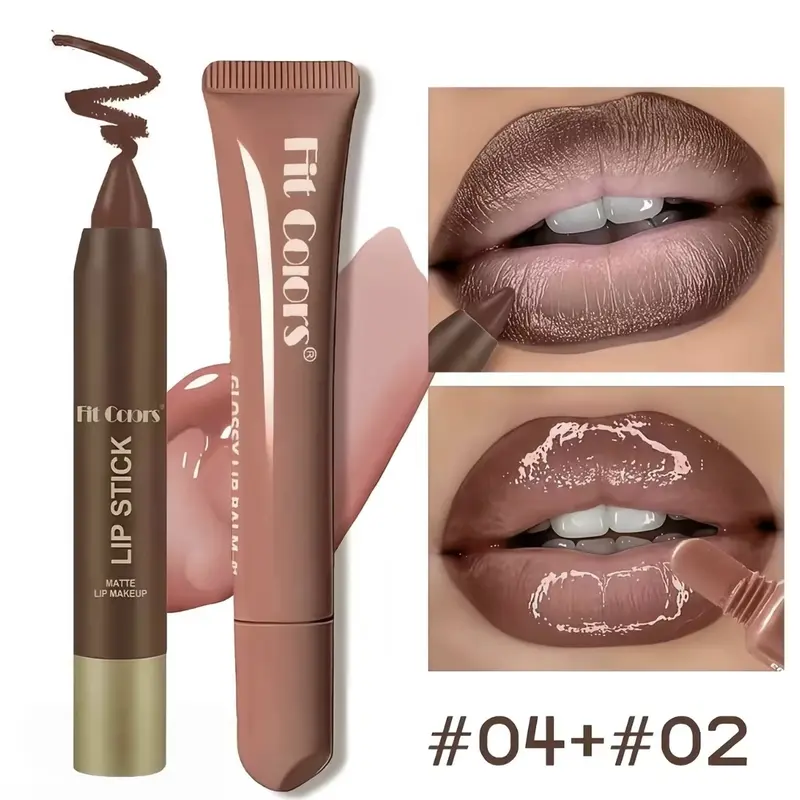 2pcs Fit Colors Lip Liner and Lip Oil Combo Set, Smooth Texture, Rich Color, Layerable, Hydrating, Versatile for Any Occasion Gloss Hydrate Lipgloss Lipstick Makeup Flawless Moisturizer Moisture Glossy Moisturizing perfect nude