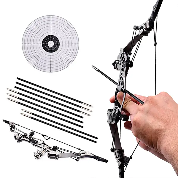 3-Size Mini Playful Bow and Arrow Set (Model A, Stainless Steel) - Unisex Adults' Archery Toy for Beginners, Pulley System, Tension Easing, LH/RH Use, Versatile and Fun Indoor/Outdoor Gift (No Extra Arrows Included)
