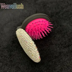 High Value Mini Folding Airbag Hair Comb, 2-in-1 Portable Comb with Built-in Mirror, Smooth Gentle Detangling Cushion Comb, Shiny Diamond Encrusted Creative Pocket Hair Grooming Tool, Compact Lightweight Design Easy to Carry, Ideal for Daily Makeup, Trave