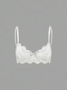 Soleia Goth Floral Lace Underwire Triangle Cup Bra, For Valentine's Day