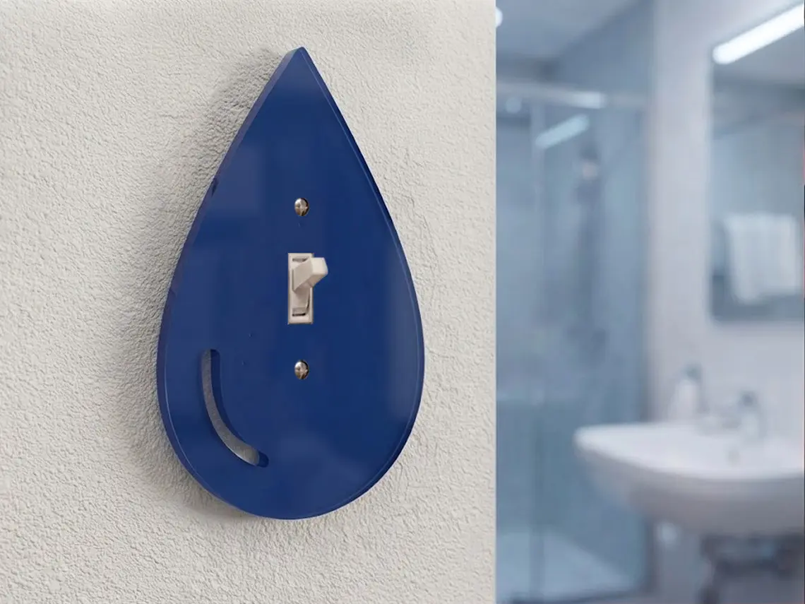 Water Drop Light Switch Plate Cover: Decorative Modern Wall Plate Unique Bathroom Decor