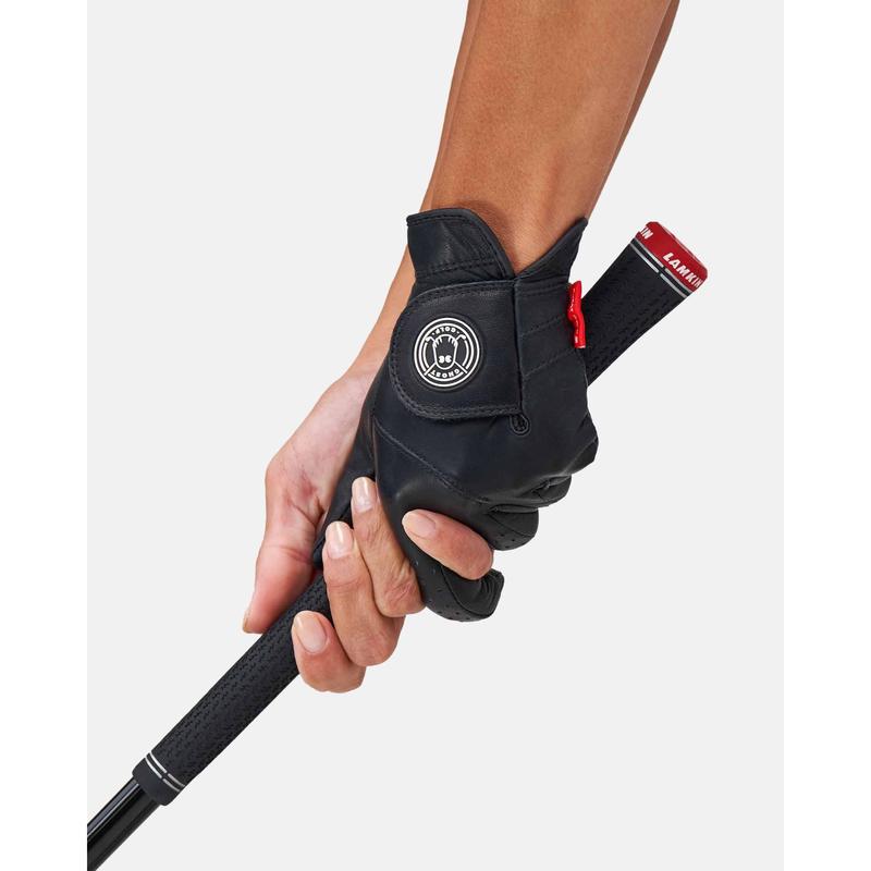Women's Ghost Black Golf Glove - Premium AAA Cabretta Leather, Soft Feel, Excellent Grip, Perforated Stretch Zones, USGA Conforming