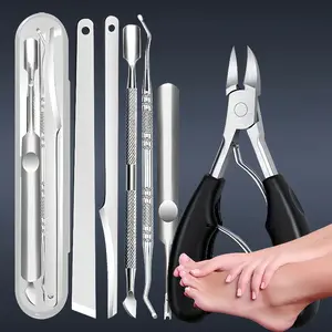 6 counts Heavy Duty Toenail Clippers Kit, Slanted Curved Blade Toe Nail Clippers for Ingrown Toenails & Fingernail, with Wide Jaw, Nail Clipper Set, Nail Care Tool