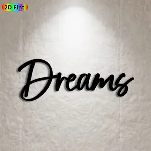 1pc Dreams Metal Wall Art,Dreams Statue Mural, Ideal Gift for New Year, Christmas, Quote Decor Enthusiasts, Rust-Resistant Metal Wall Decor Wall Sculptures, Perfect for Bedroom Wall & Garden Fence, Inspirational Home Decor