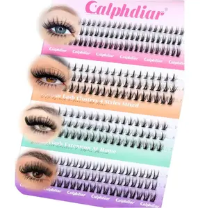 Bottom Lash Clusters DIY Eyelash Extensions 4 Styles Lower Lashes Wispy Bottom Individual Lashes 5-7mm Natural Thin Band Eyelash Clusters 225pcs for Bottom Lash Extension by calphdiar