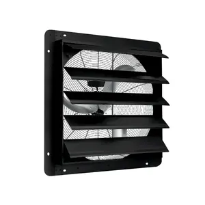 GAOMON 24" Wall Mounted Shutter Exhaust Fan, 3500 CFM Aluminum Blades, 1500 RPM High Speed Low Noise, Automatic Shutter Attic Fan with Exhaust and Intake for Home Attic Garage Greenhouse Shed Basement,Black