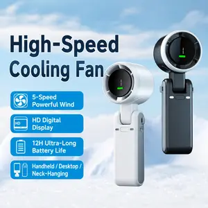 Portable Handheld Turbo Fan, 5 Gear Wind, Battery Operated, Up to 13 Working Hours Rechargeable Fan, 3 IN 1 Hand Fans with Air Turbo Tech Cooling Fan for for Travel, Beach, Outdoor