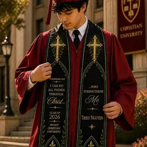 Personalized Christian Graduation Sash Class of 2026 , God Did The Rest Catholic Quote Stole Custom Name School, Religious College Gift