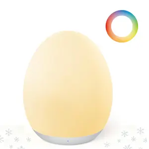 Portable Egg Night Light for Kids & Babies Rechargeable Tap Light with 7 RGB Colors Timer & Touch Control Safe Soft for Baby Nursery