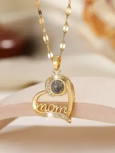 Rose Box Design Necklace Mother's Day Gift Birthday Present Valentine's Day Gift Suitable for Family Gatherings Love Heart Necklace Heart Shaped Necklace Copper Chain Jewelry