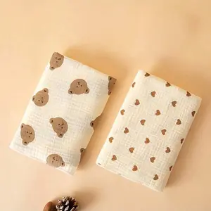 2pcs Baby Gauze Blankets, Newborn Hospital Wrap Swaddle Towels, Multi-Purpose Large Size Washable, Cute Animal Patterns, Perfect Baby Shower Gift