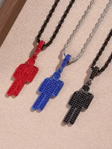 Cartoon Light Luxury Unique Creative Tilted-Head Figure Zircon Pendant - Unisex Hip-Hop Trendy Collarbone Chain Pendant Necklace