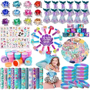Mermaid Party Favors Gifts for Girls, 132pcs/set Mermaid Birthday Party Decorations, Mermaid Supplies Toys, Treasure Box Pinata Goodie Bag Stuffers, Goodie Bag Filler, Party Favors Assortment