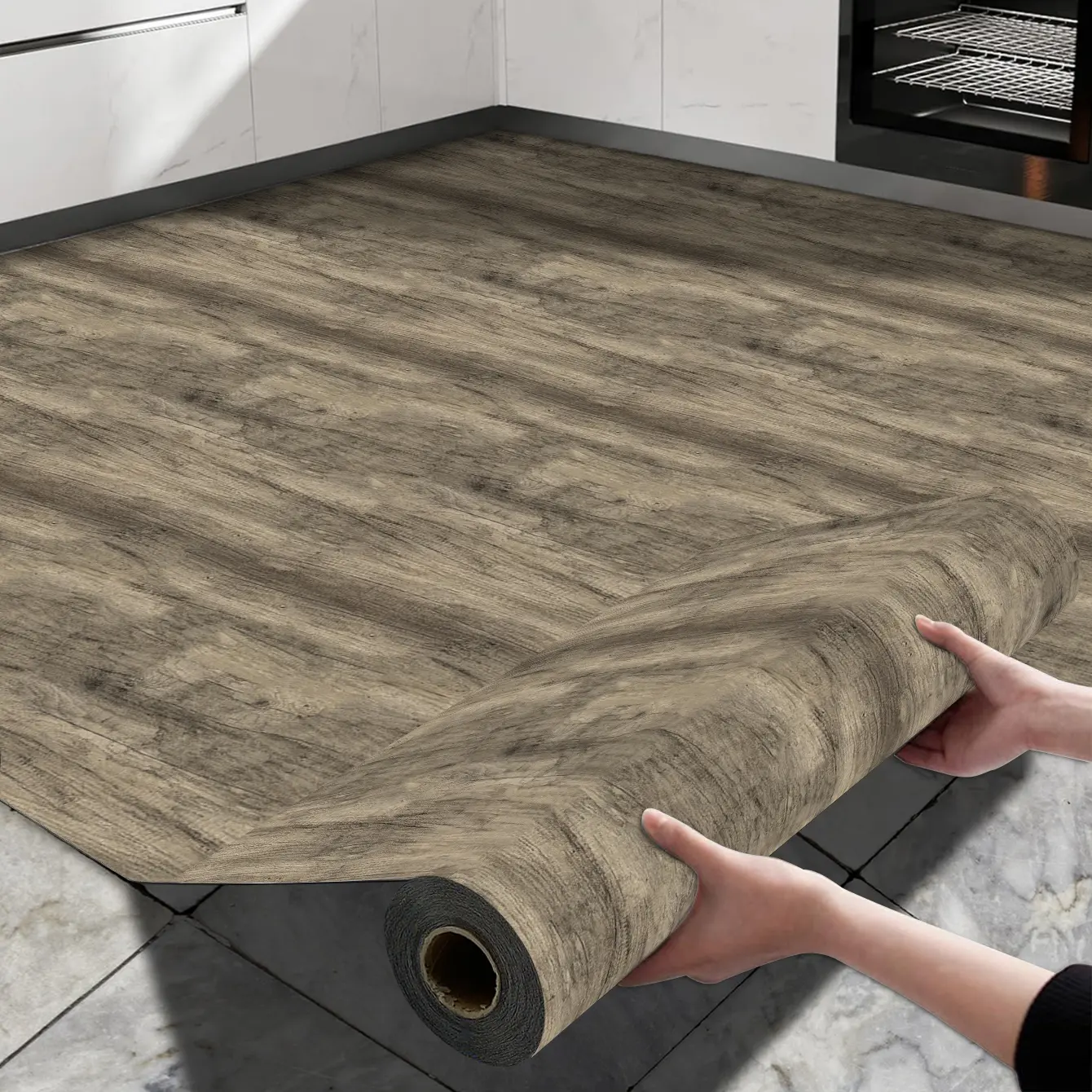 40*100cm Thickened 0.40mm Anti-wood Grain Texture Bathroom Waterproof Floor Sticker, Self-adhesive Non-slip, Floor Tiles Peel And Stick Waterproof
