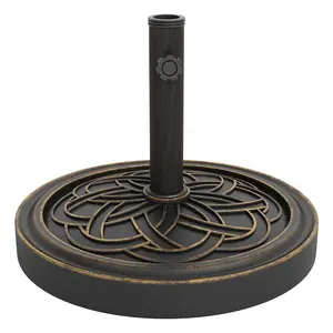 Heavy Duty Patio Umbrella Base - 26.5 lb Bronze Resin Stand - Adjustable Adapter for 1.5"-2.1" Poles - Fits 7.5-11FT Outdoor Market & Garden Umbrellas - Rust Resistant - Stable Support