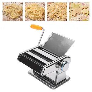 Sturdy Stainless Steel Kitchen Utensils Manual Pasta Maker - Adjustable, Multifunctional Machine with Hand Crank, Cutter for Spaghetti, Fettuccini, Mold-Free Dumpling Skin