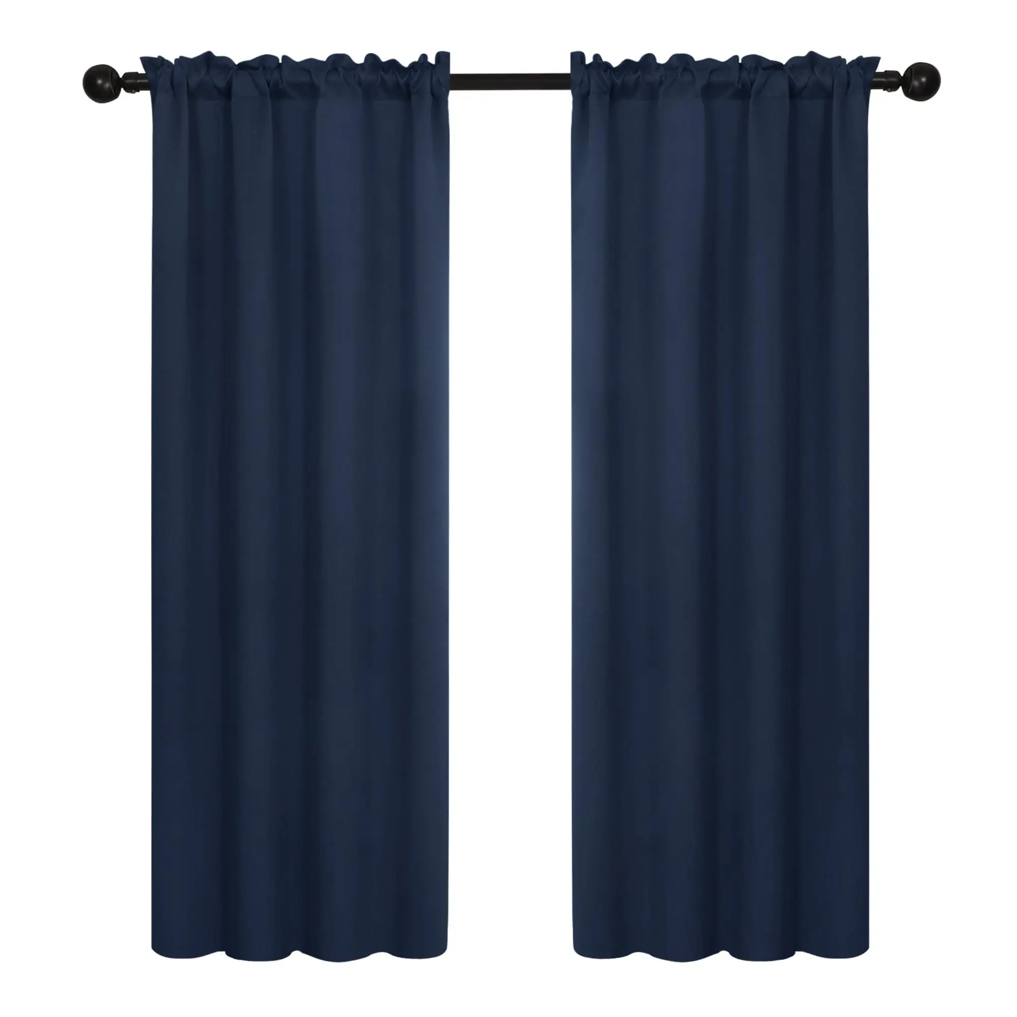 Deconovo Blackout Window Curtains - Solid Color All Black Allergy-Safe Adjustable Size Rod Pocket Room Darkening Curtains, Blackout Curtains