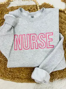 GREY NURSE SWEATSHIRT PINK THREAD