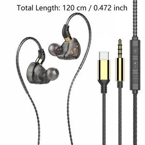 HiFi Gaming In-Ear Headphones, Detachable Cable, Immersive Bass, Metal Panel, Multi-Platform Compatible, 3.5mm & USB-C, Lightweight, Silver, Wired Headphones
