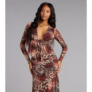 Untamed Bloom Tie-Front Crop Top