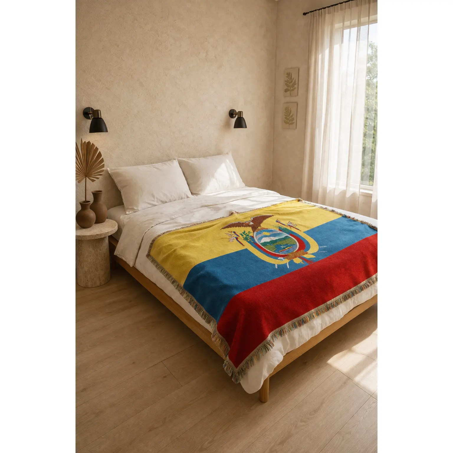 Ecuador Flag Woven Throw Blanket