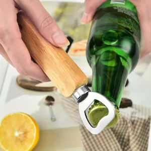 Portable Wooden Handle Bottle Opener, Stainless Steel Keychain for Camping & Hiking, Durable & Easy-To-Use, Perfect Gift for Parties