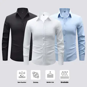 Men's classic long-sleeved button-down shirt, suitable for business casual wear, suitable for office attire, comfortable in all seasons, elegant collar shirt, versatile and trendy style, ideal Valentine's Day gift