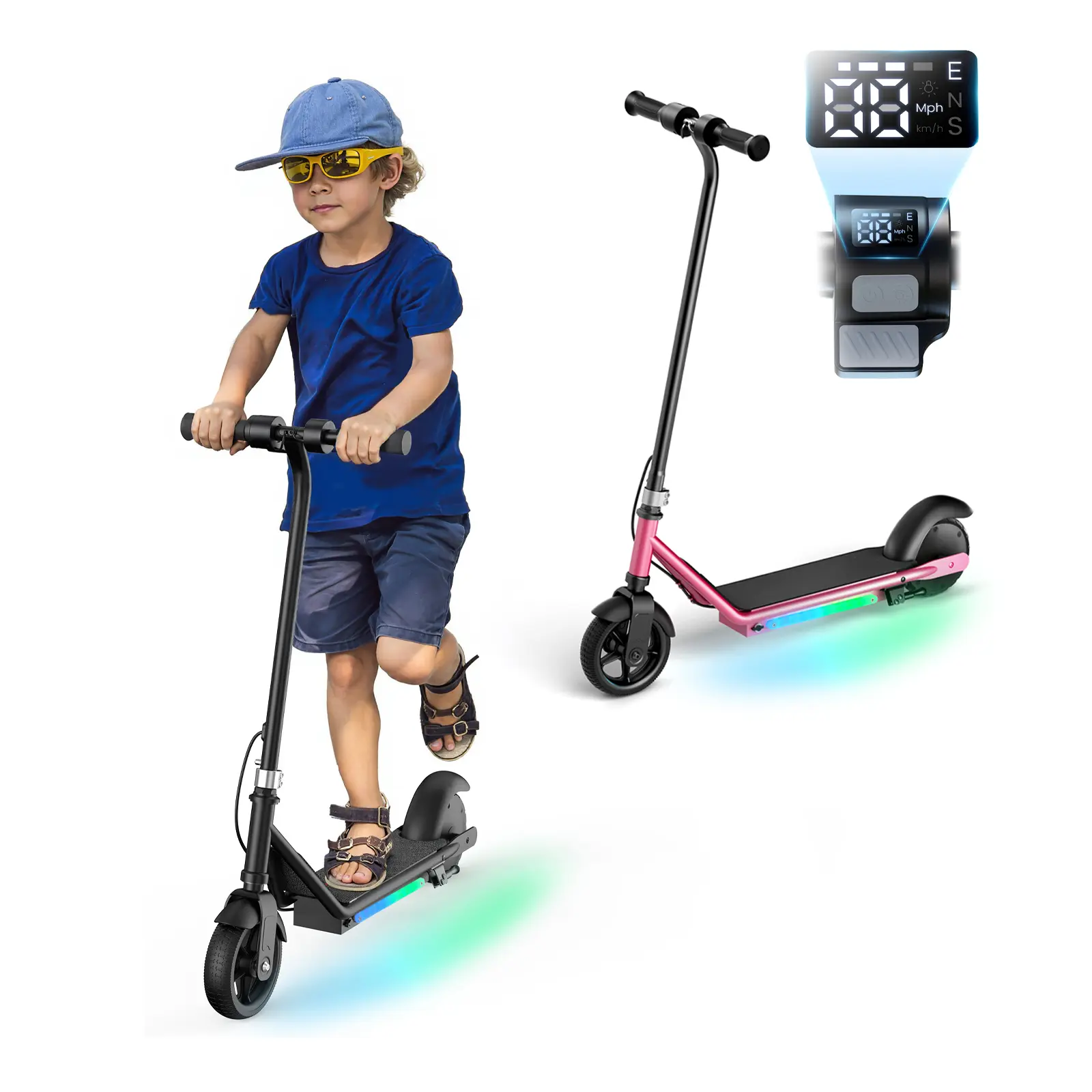 【SummerFinds】LK3 Kids Electric Scooter (Ages 6 - 12): Magnetic Charging, 150W Motor, 3 - Speed Adjustable, LED Display, E - Brake & Foot Brake, Safe & Comfy Ride, 18V2.6Ah