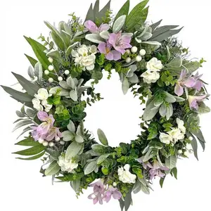 New spring wreath lamb ear flower simulation spring wreath silk flower elegant wedding decoration Party Decoration