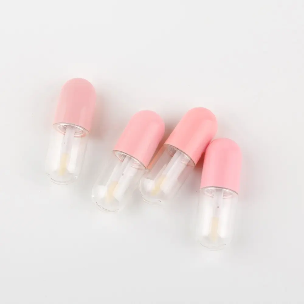 4-Pack 5ML Mini Transparent Plastic Lip Gloss Bottles, Portable Makeup Packaging, Empty Lip Oil Tubes, Refillable Design, Ideal for On-The-Go Use