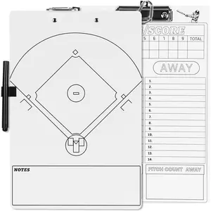Baseball Coaches Clipboard, Double-Sided Dry Erase Coach Clipboard, Softball Whiteboard for Coaches, Lineup White Board with Marker for Coaches Gift