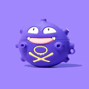 3D Cute Cartoon Anime Purple AirPods Case For AirPods 1 2 3 4 Pro Pro2 Shockproof Anti-Fall Silicone Protective Cover