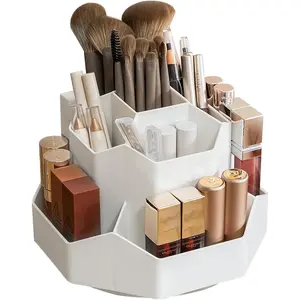 360? Rotating Makeup Brush Holder Organizer with 9 Slots, Makeup Organizers Countertop, Makeup organization and Skincare Storage for , Desktop, Bathroom (WHITE)