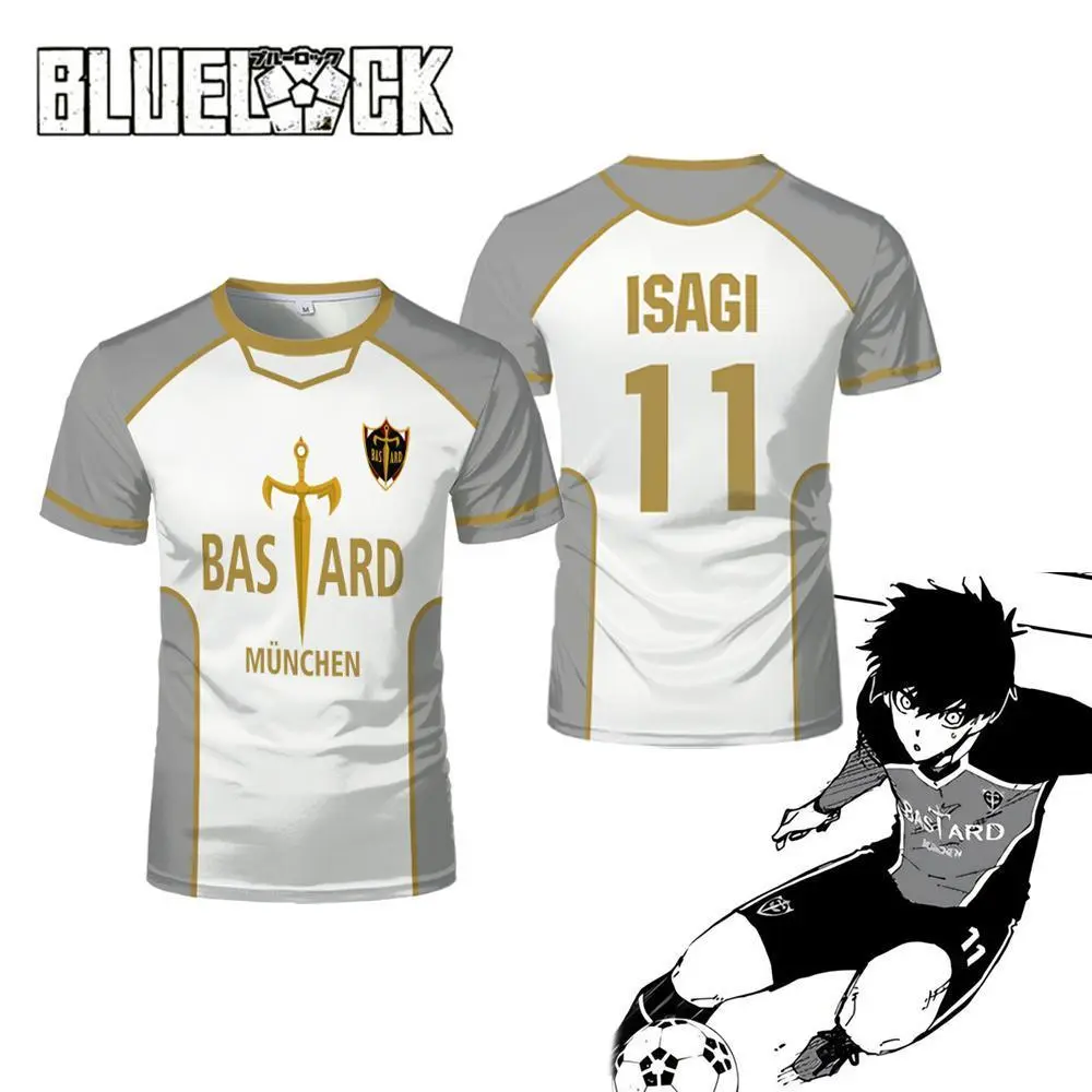 Blue Lock Bastard München Cosplay Jersey T-Shirt - Japanese Anime Kaiser Isagi Unisex Crew Neck Short Sleeve Breathable Top, Advanced Digital Printing, Kid's/Adult Sizes (3XL,4XL,6XL)