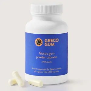 Mastic Gum Powder Capsules - Natural Debloat Supplement, Reduce Bloating & Heartburn, 60 Count, 100% Pure