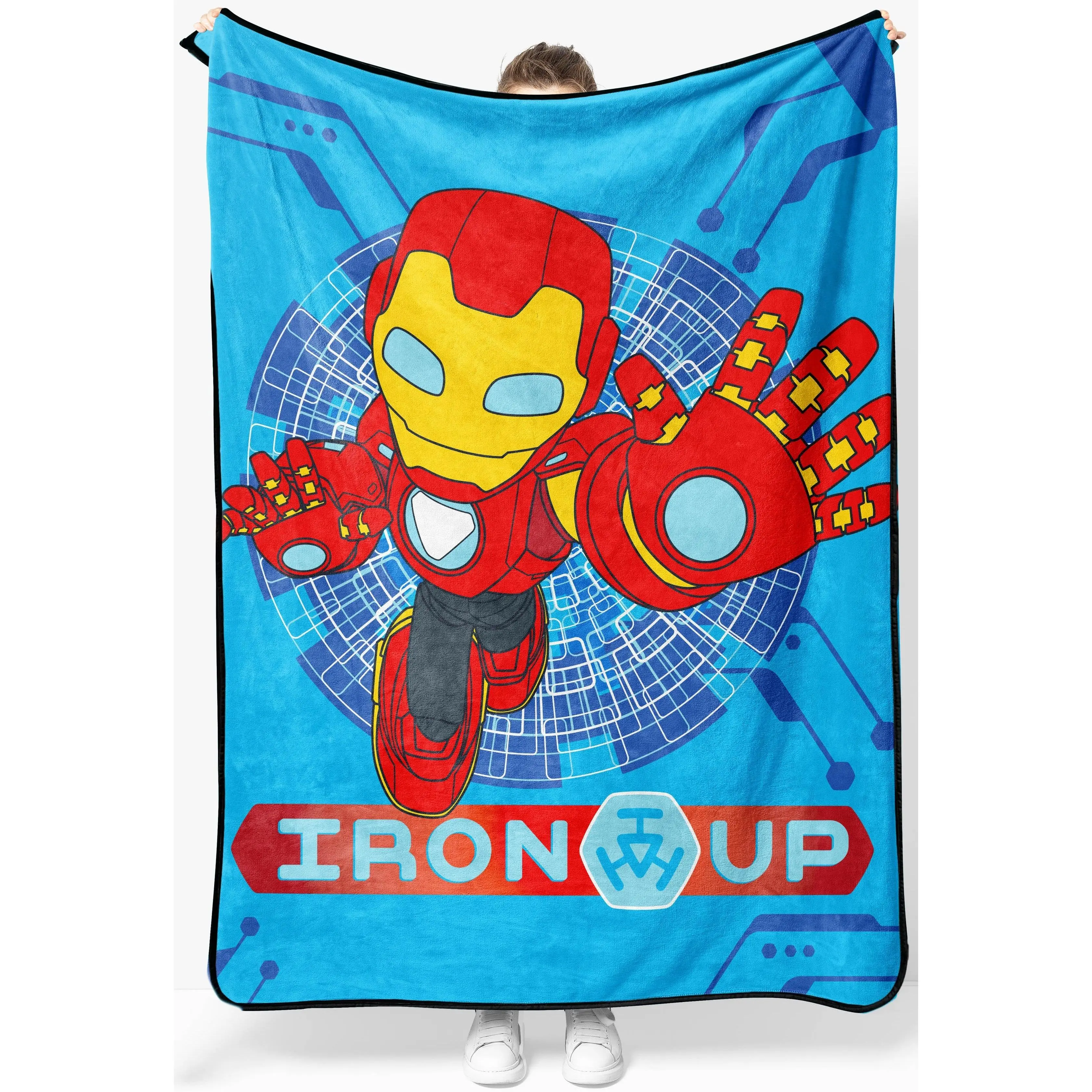 Jay Franco Marvel Iron Man and Friends Iron Up Cozy Cartoon Warm Armored Character Throw Blanket, Ideal Blanket for Bedtime Use, Cozy Cartoon Blanket