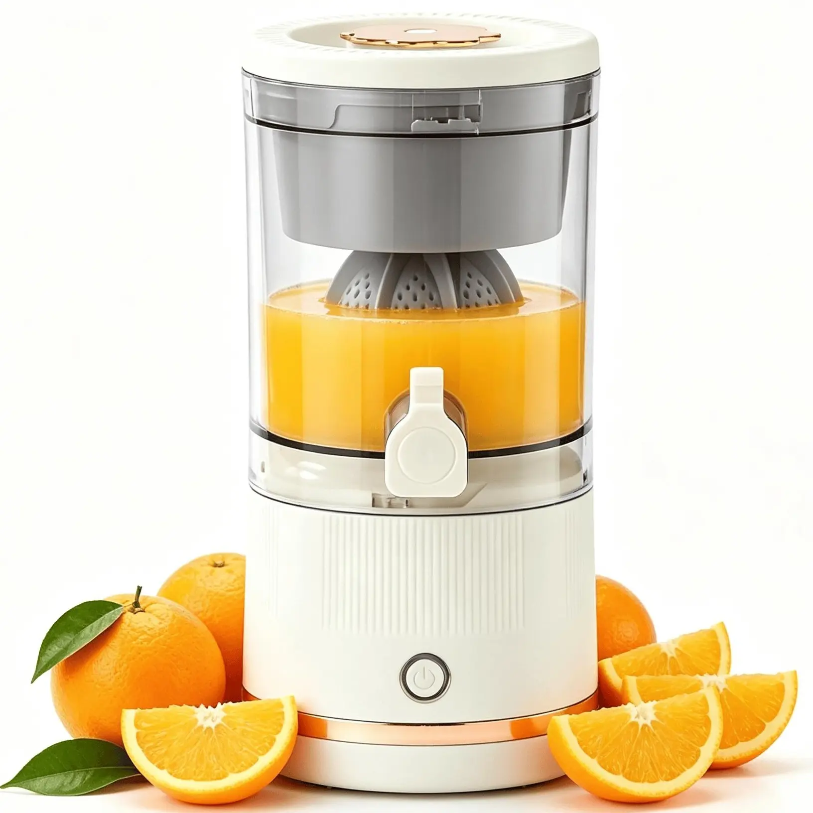 45W Rechargeable Electric Citrus Juicer, 20 oz (600 mL), BPA-Free, Cordless USB Juicer with Pulp Control, Easy-Pour Spout, for Oranges, Lemons, Limes & Grapefruits, White