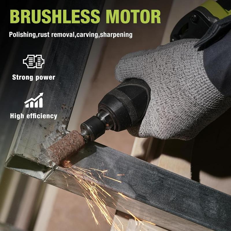 Cordless Die Grinder 6mm Collet, Brushless Power Straight Grinder with 3-Speed Modes for Metal Grinding, Polishing & Rust Removal (DG2401)