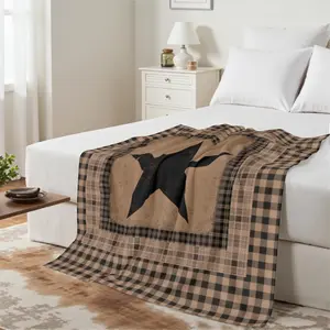 Western Star Throw Blanket - 50 x 60 Inch Black Buffalo Plaid Ultra Soft Cozy Fleece Bed Blanket Vintage Rustic Decorative Warm Blanket for Home Sofa Bedroom Living Room